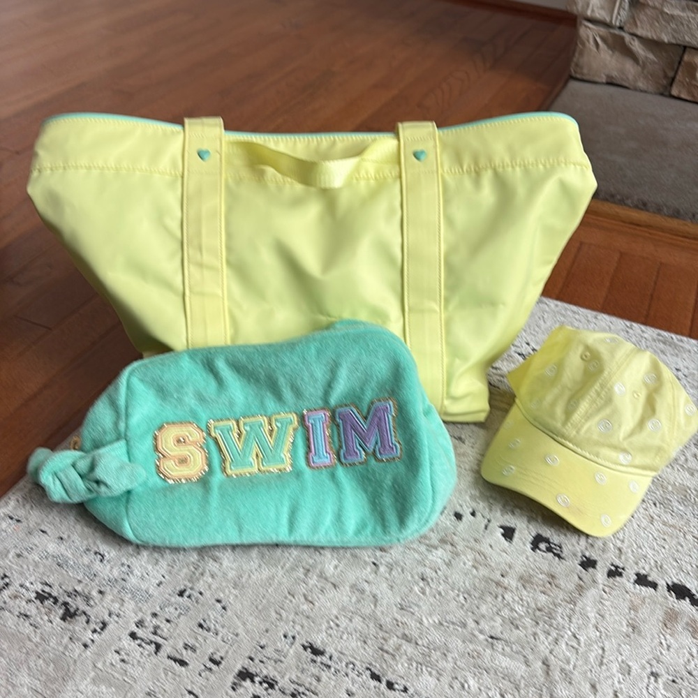 Stoney Clover Lane x Target Yellow Green Beach Tote Bag and green swim terry bag